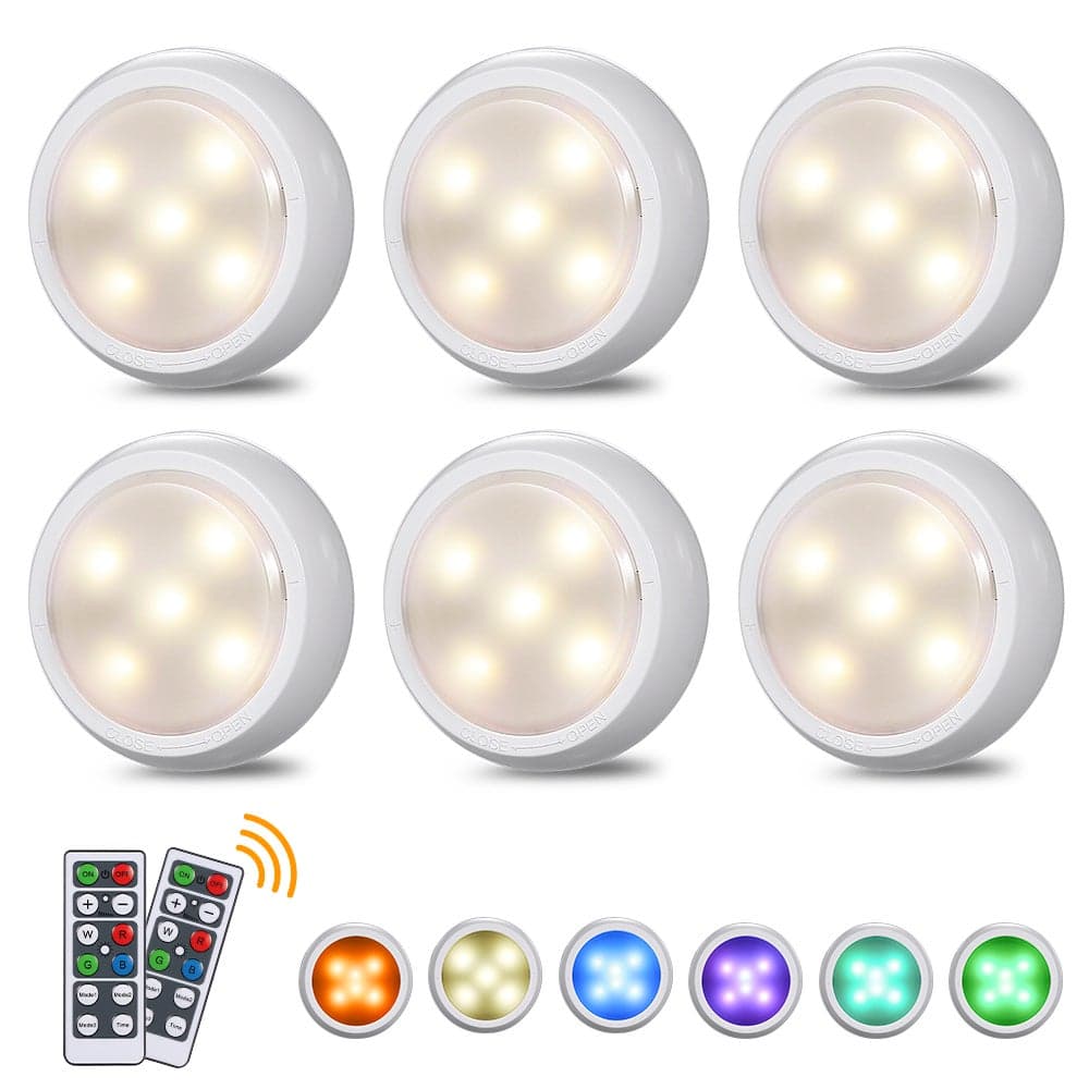 6 Piece Under Cabinet Lights with Remote Control RGBW Multicolor 15.00*7.70*13.50cm