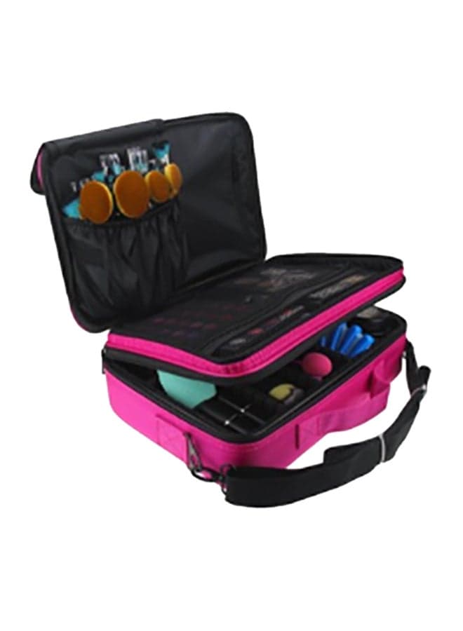Professional Large-Capacity Cosmetic Case Pink Black