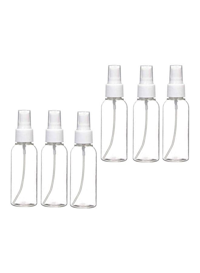 6-Piece Plastic Spray Bottle Set Clear 100ml