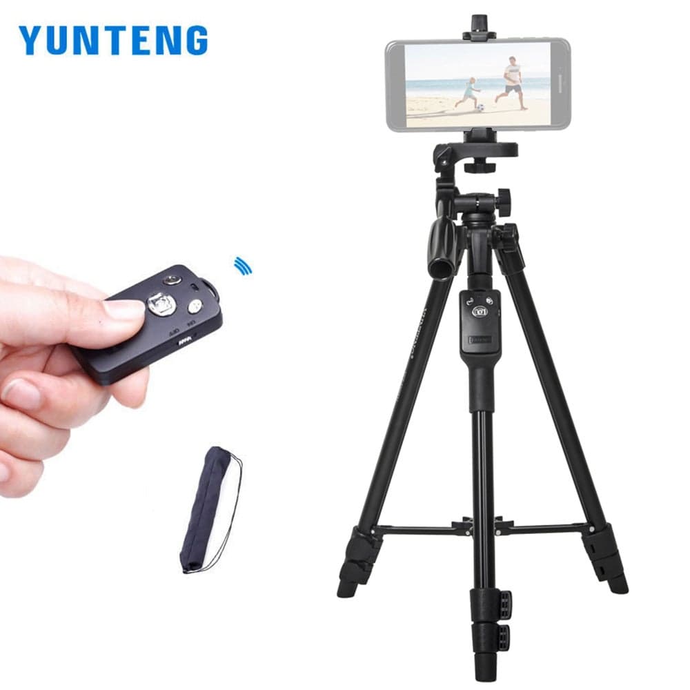 VCT-5208 1.5kg Load Capacity 125cm Portable Tripod Stand With Phone Holder Remote Shutter black