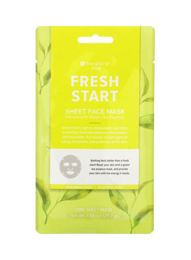 Nu-Pore Fresh Start Sheet Face Mask Green Tea 1 Sheet 1.05 oz (29.7 g) 29grams