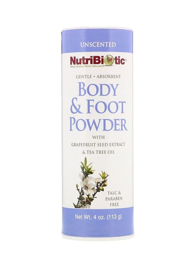 Body & Foot Powder With Grapefruit Seed Extract & Tea Tree Oil Unscented Multicolour 113grams