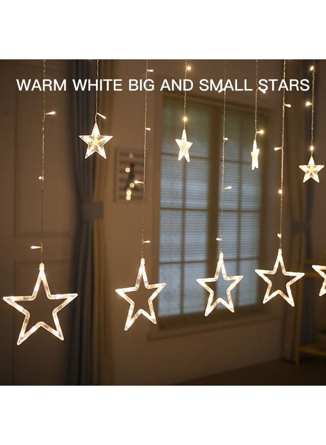 3.5M LED String Fairy Five Pointed Star Shape Curtain Lights Ramadan Gift Beige 350cm