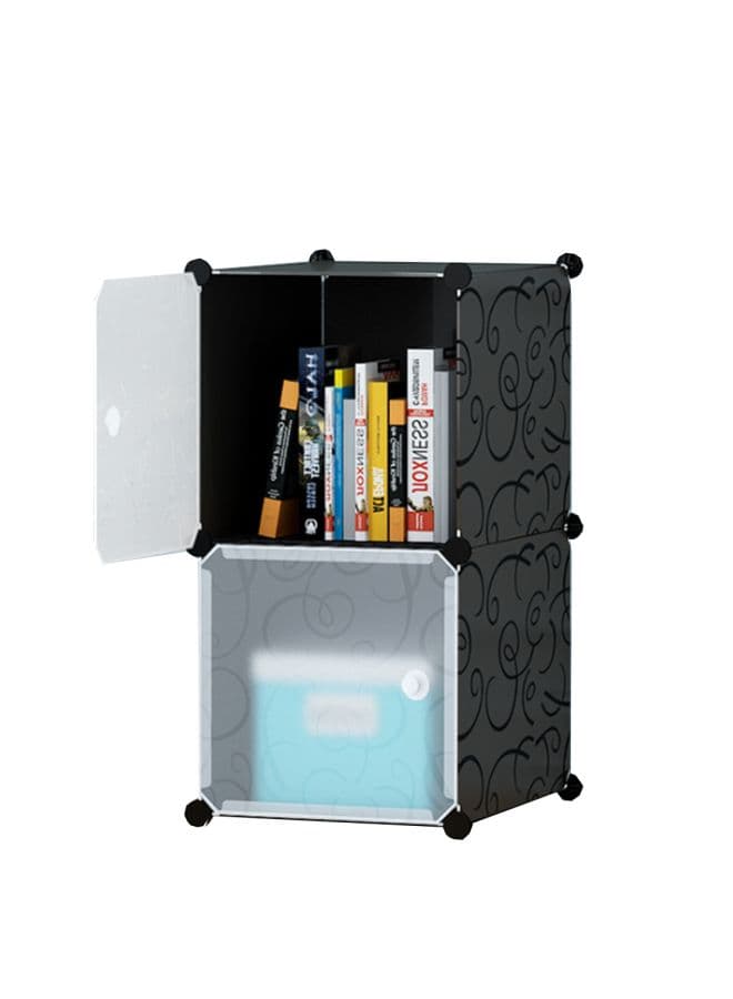2-Modular Detachable Storage Cabinet Black/White 39x37x75cm