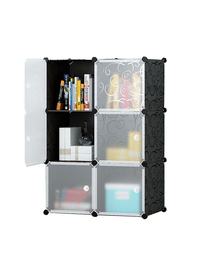 6-Modular Detachable Storage Cabinet Black/White 75x37x111cm