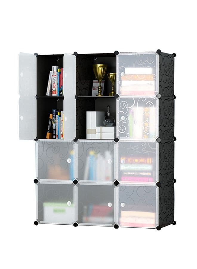 12-Modular Detachable Storage Cabinet Black/White 111x37x147cm