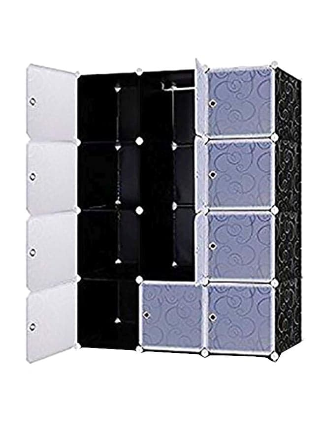 12-Modular Detachable Closet Black/White 110x37x146cm