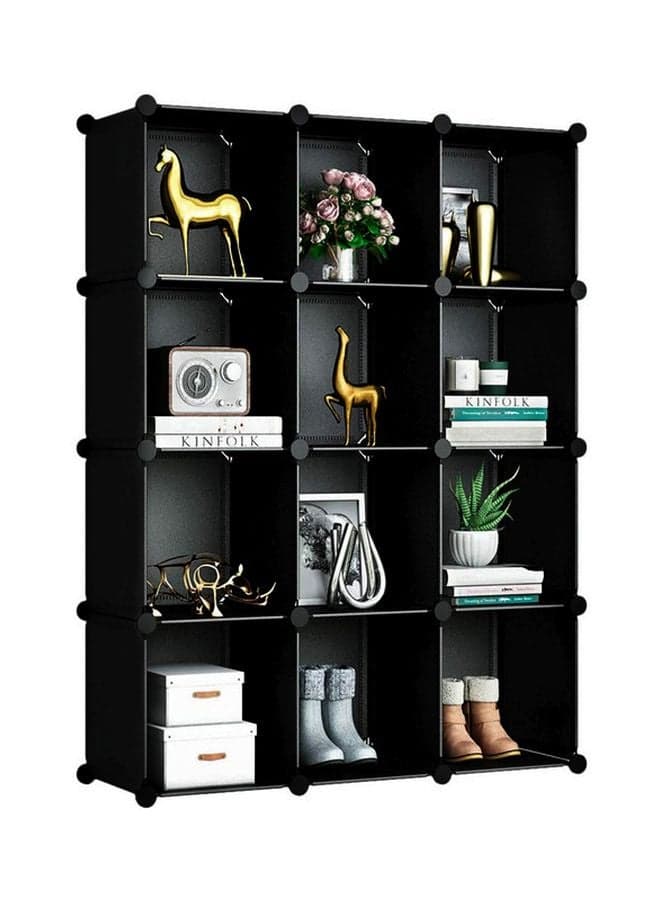 12 Cube Foldable Storage Cabinet Black 117x37x147cm