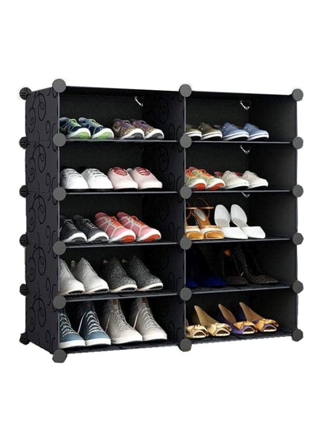 10 Cube Multifunctional Shoe Cabinet Black 85x32x80cm