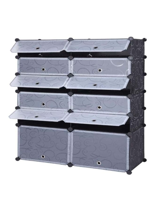 12 Cube Modular Shoe Cabinet Black/White 95x37x127cm