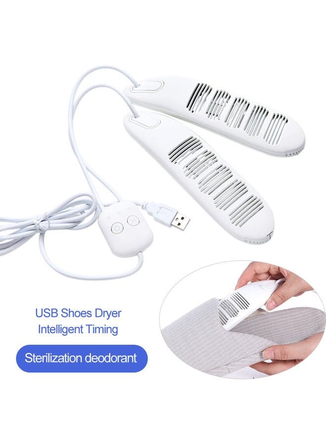 USB Shoes Dryer Intelligent Timing and Sterilizing Eliminate Bad Odor White 23.0x15.0x5.0cm