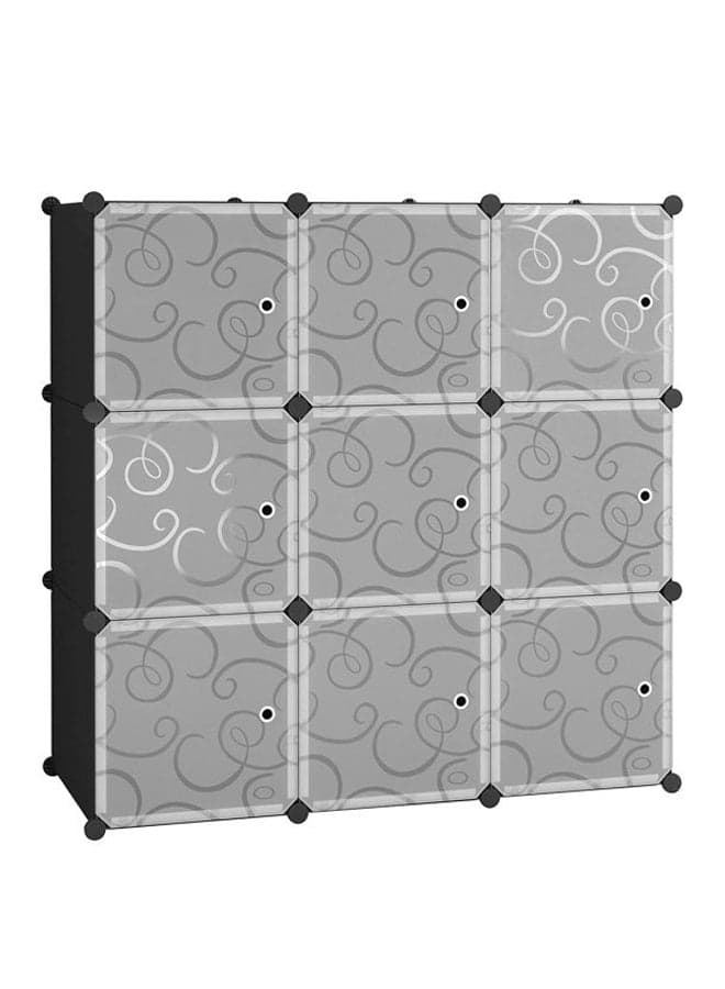 9-Modular Detachable Storage Cabinet Black/White 111x37x111cm