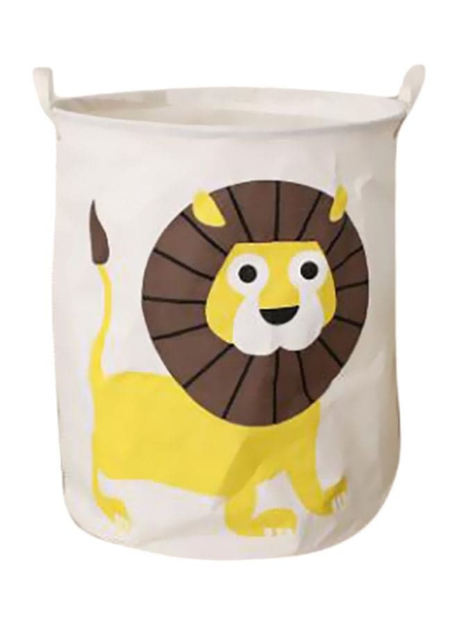 Lion Printed Laundry Basket White/Yellow/Brown 40x50cm