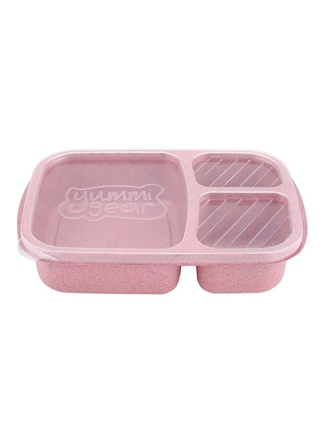 Lunch Box 1 Piece 3 Grids Microwave Usable Kitchen Tool Pink 23.5x15x5cm