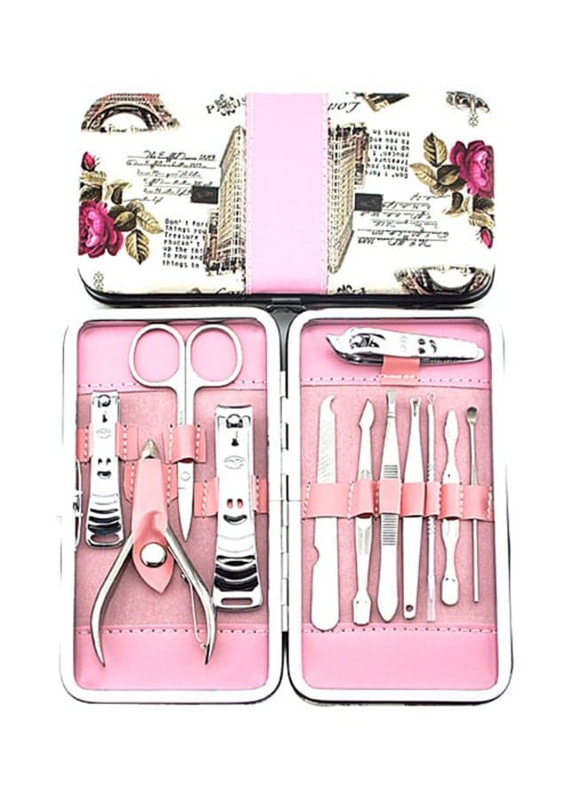 12 Piece Nail Clipper Manicure Pedicure Set With Case Silver