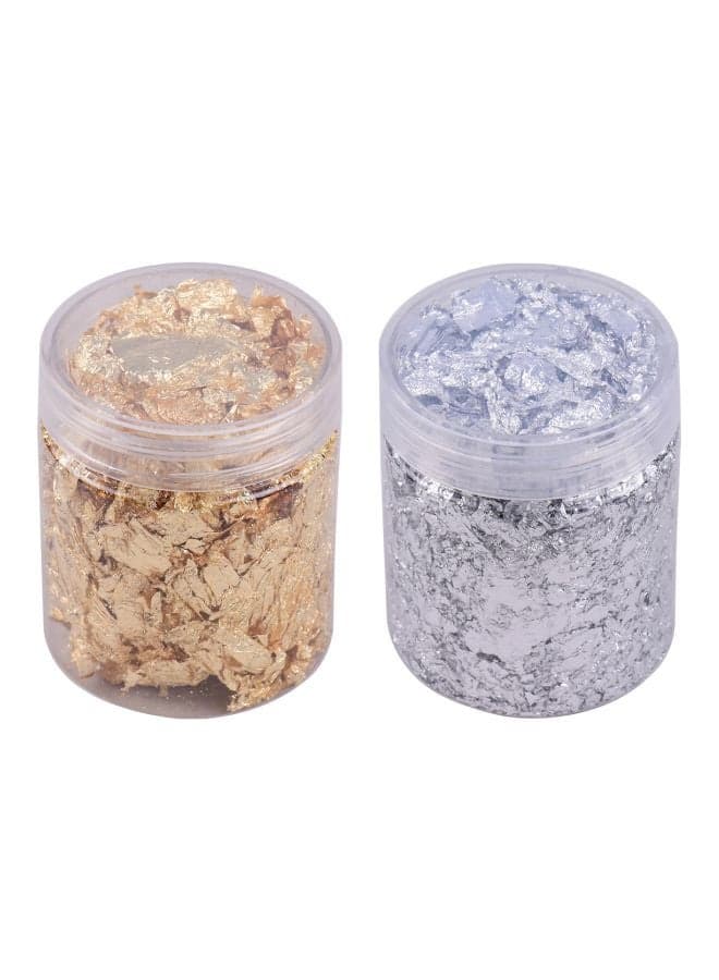 Pack Of 2 Imitation Foil Flakes Gold/Silver