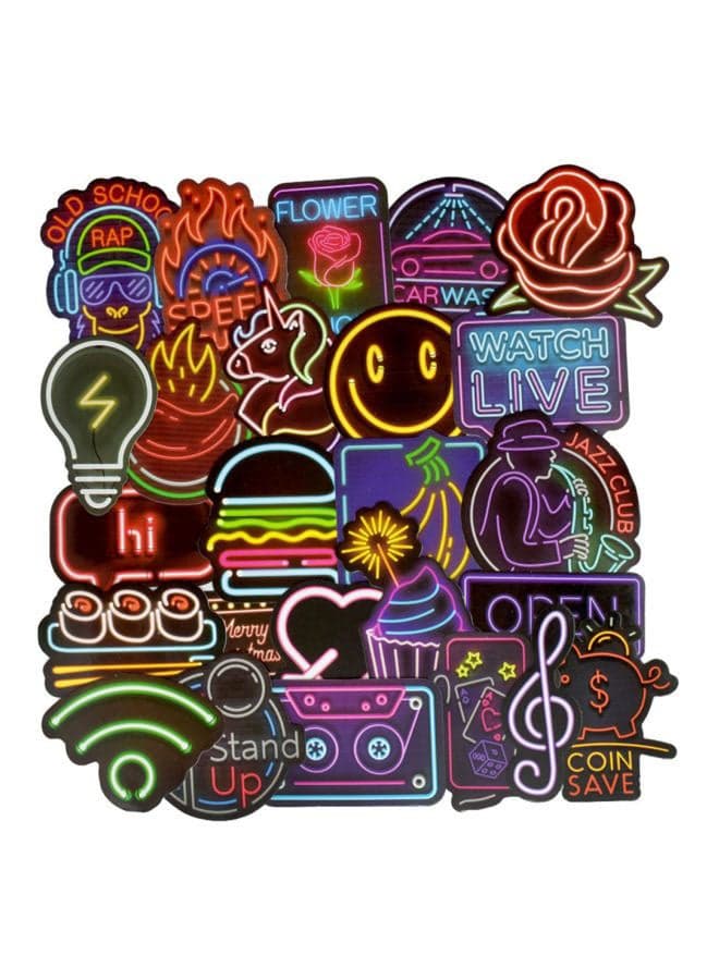 50-Piece Neon Light Stickers