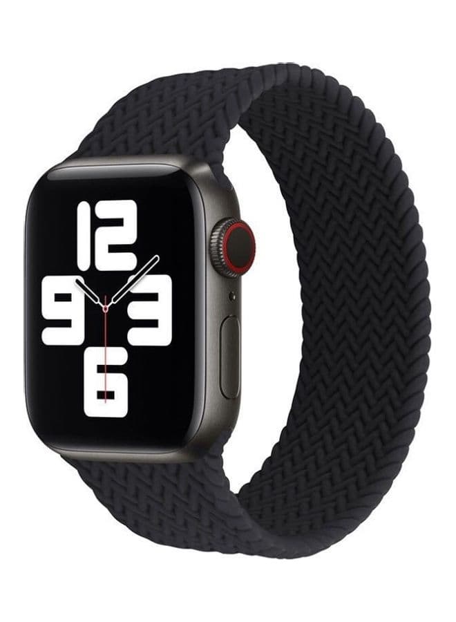 Silicon Braided Replacement Strap For Apple Watch Series 7/6/SE/5/4 45/44/42 mm Small Black