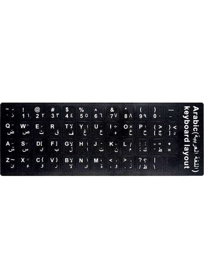 Arabic Replacement Keyboard Sticker With Big Letters Non-transparent Universal For Laptop Notebook Black 21.5 x 2 x 7.5cm