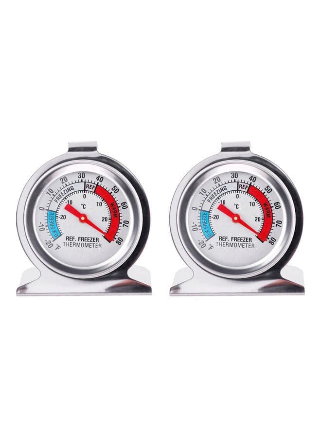 2-Pack Stainless Steel Refrigerator Thermometer, Fridge & Freezer Temperature Monitor, Analog Gauge with Easy-Read Dial, Durable Kitchen Safety Tool ,Refrigerator Thermometer, Fridge Temperature Monitor, Freezer Thermometer, Stainless Steel Fridge Gauge, Kitchen Safety Tool, Analog Refrigerator Ther