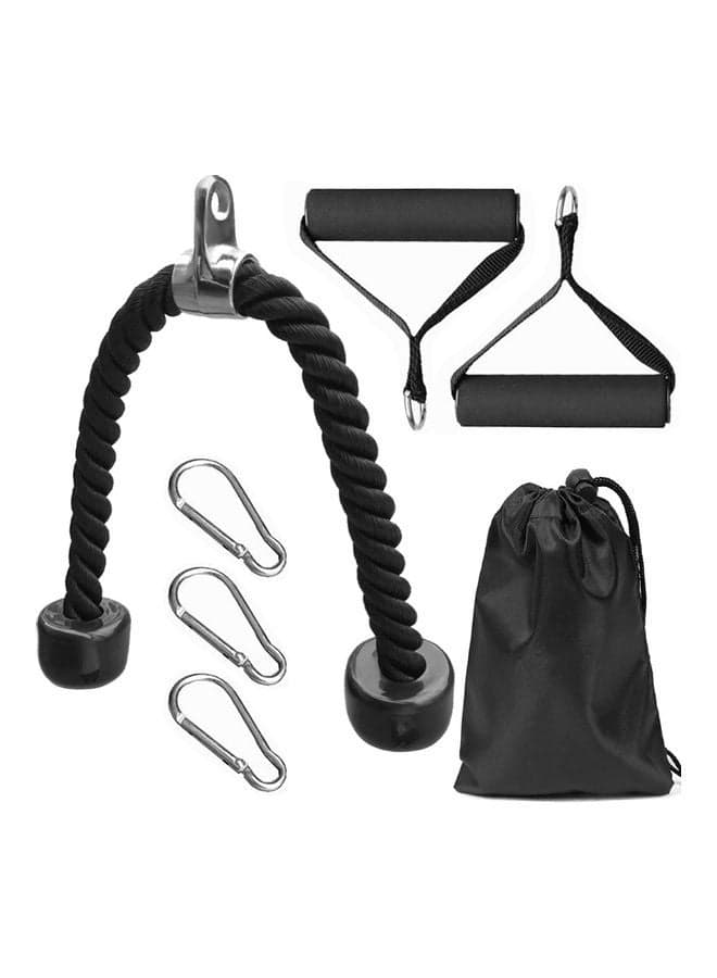 Training Pull-Down Rope Exercise Handles Set, 7-Piece – With Carabiner Clips
