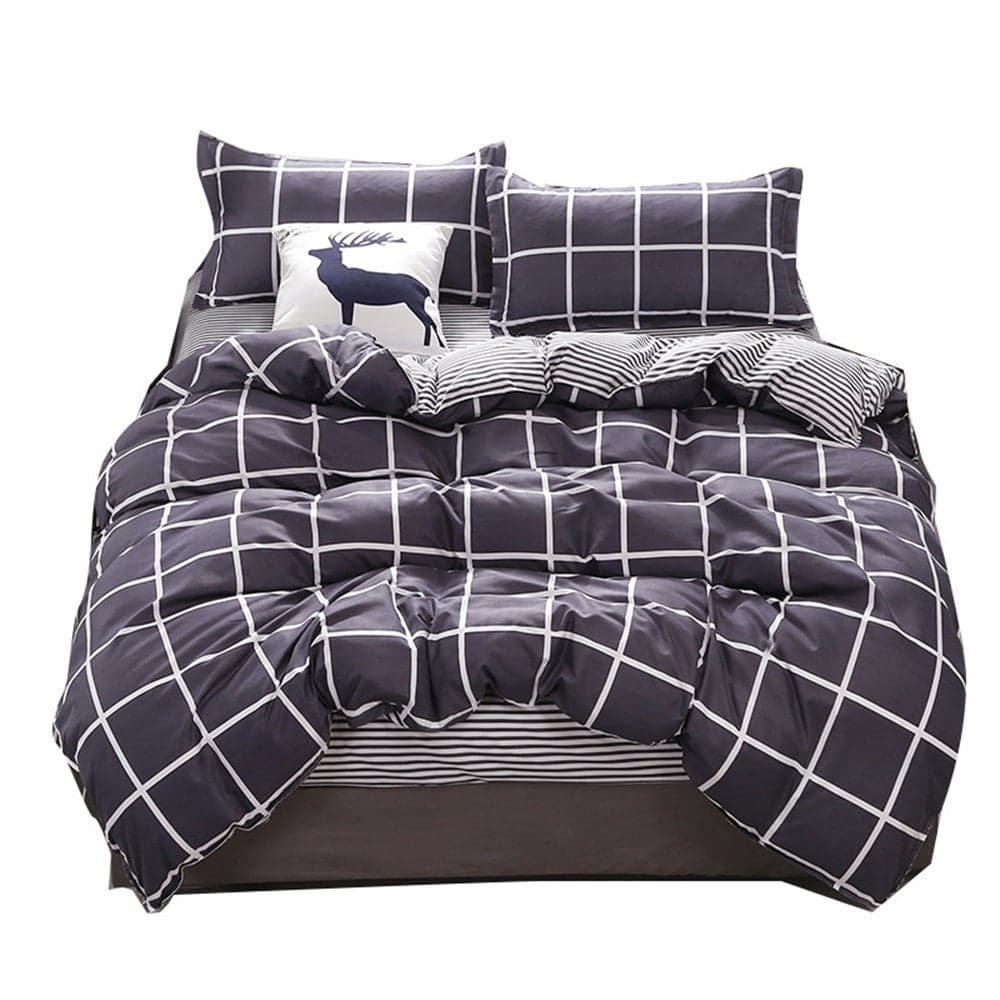 4-Pieces Simple Trend Style Bedding Set Polyester Multicolour 180x220cm