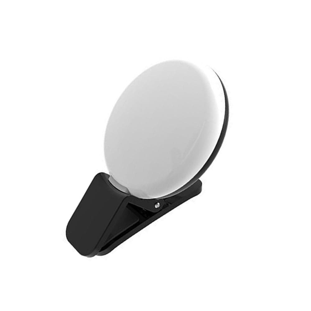 Mini Rechargeable Selfie LED Ring Light Black 10.2x2.5x6.5cm