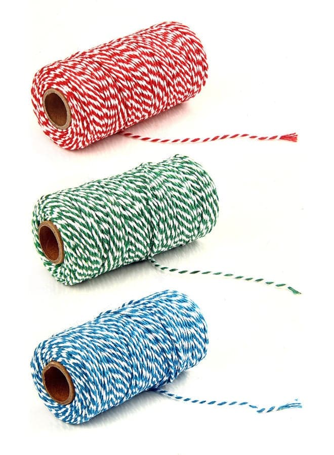 Pack Of 3 Decorative Cotton Twine String Red/Blue/Green 22.00*3.00*15.00cm