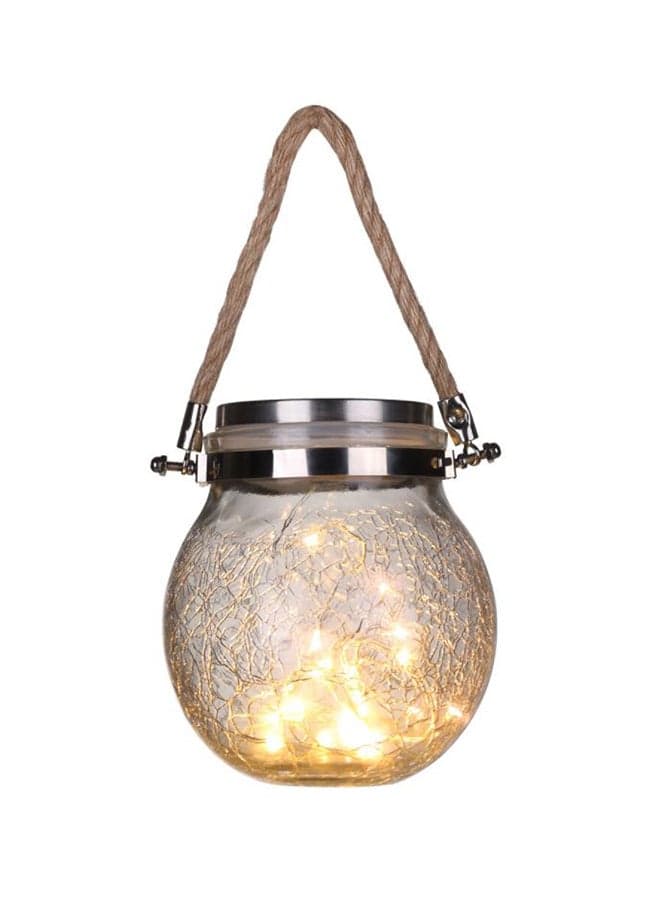 Outdoor Solar Hanging Light Crack Glass Jar Lamp Warm Light Transparent 5.5inch
