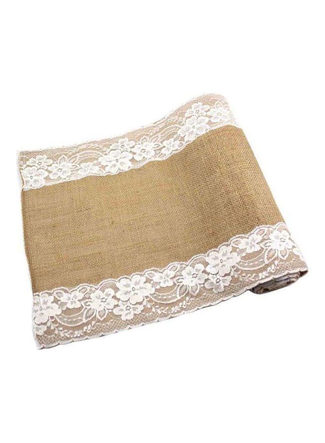 Lace Details Table Runner Brown/White 30x180cm