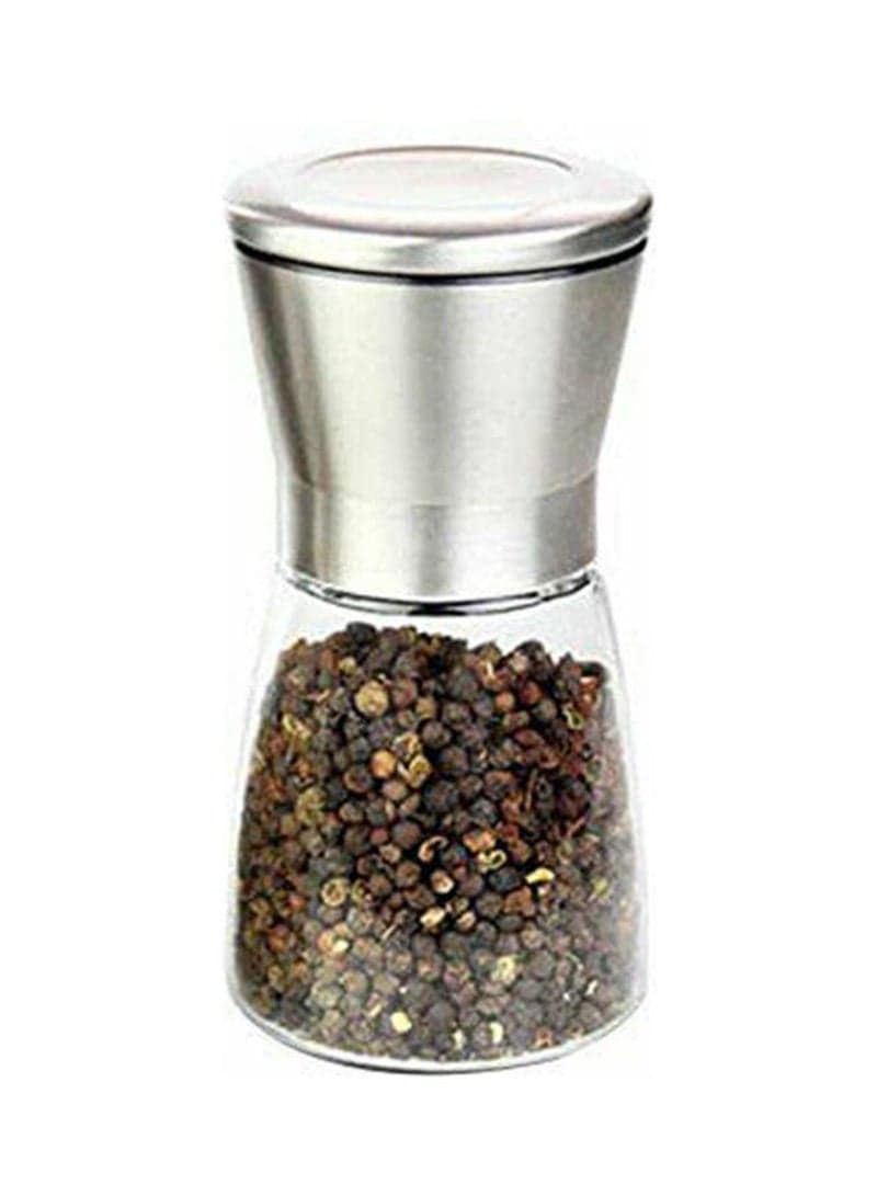 180ml Modern Stainless Steel Glass Salt/Pepper Spice Grinder Bottle Silver 13x6.5x6.5cm