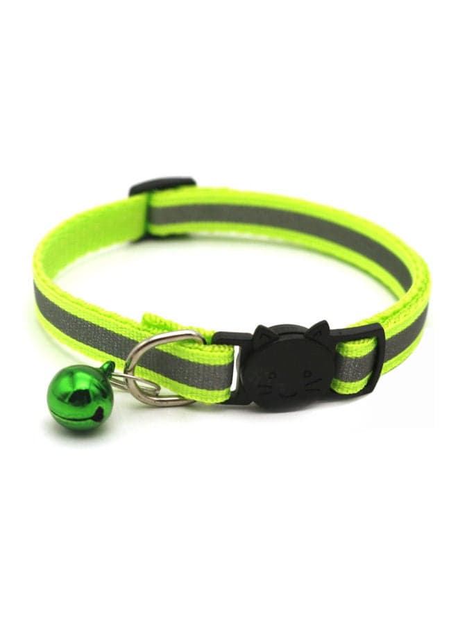 Reflective Patch Release Buckle Bell Tightness Pet Collar Green/Grey 15 x 1cm