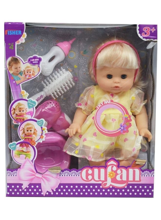 A Girl Toy With A Hair Brush Blow Dryer Baby Doll
