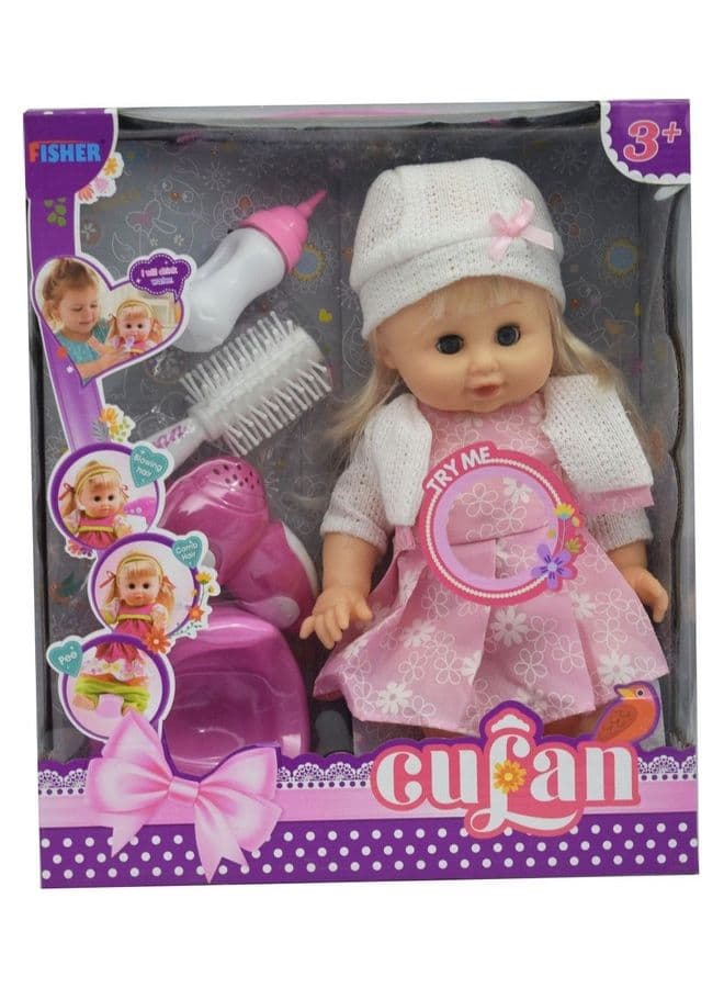 A Toy With a Hair Brush Blow Dryer Baby Doll