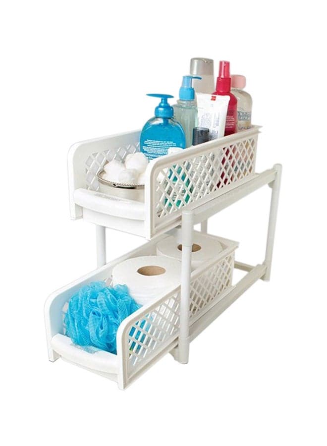 Portable 2 Tier Basket Drawers White 29.5cm