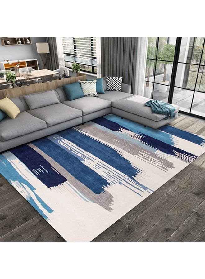 1 Piece Living Room Carpet, Synthetic Fibre, Rectangle Blue 60*90(W*L)cm