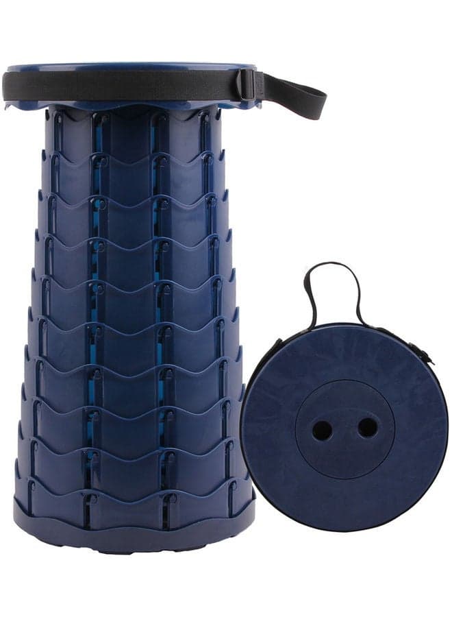 Outdoor PP Folding Telescopic Stool Dark Blue 26 x 7.5 x 26cm