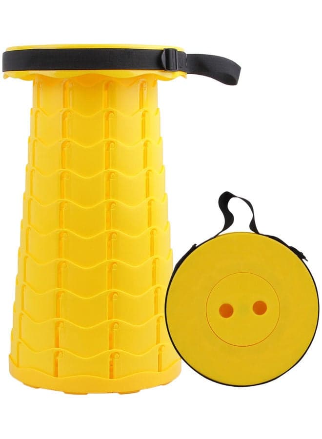 Outdoor PP Folding Telescopic Stool Pure Yellow 26 x 7.5 x 26cm