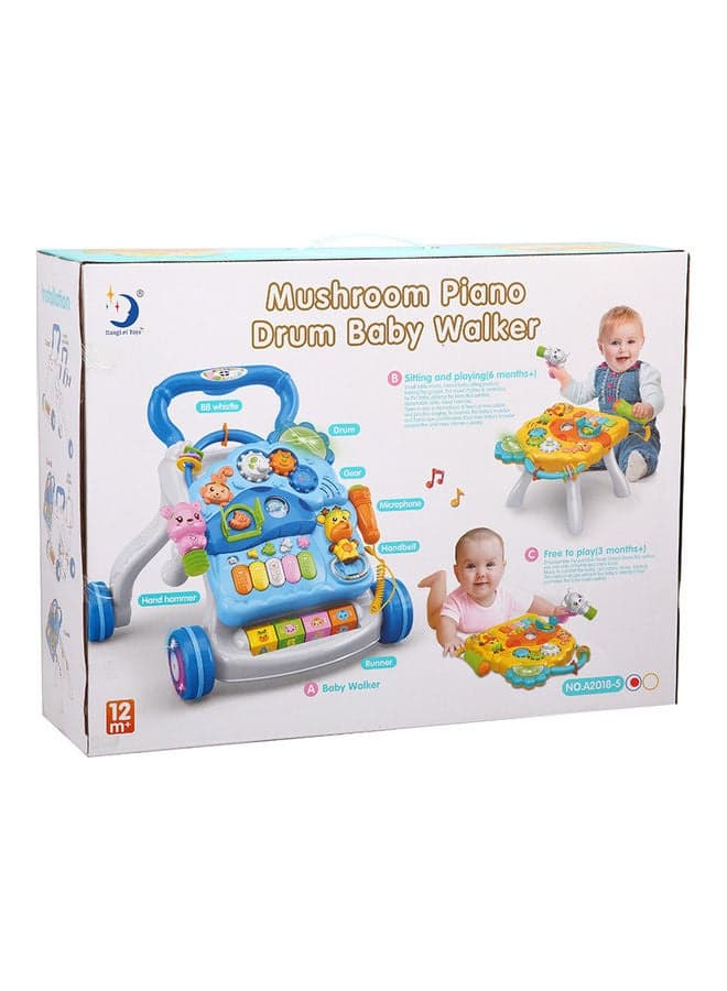 Mushroom Piano Drum Baby Walker 53cm