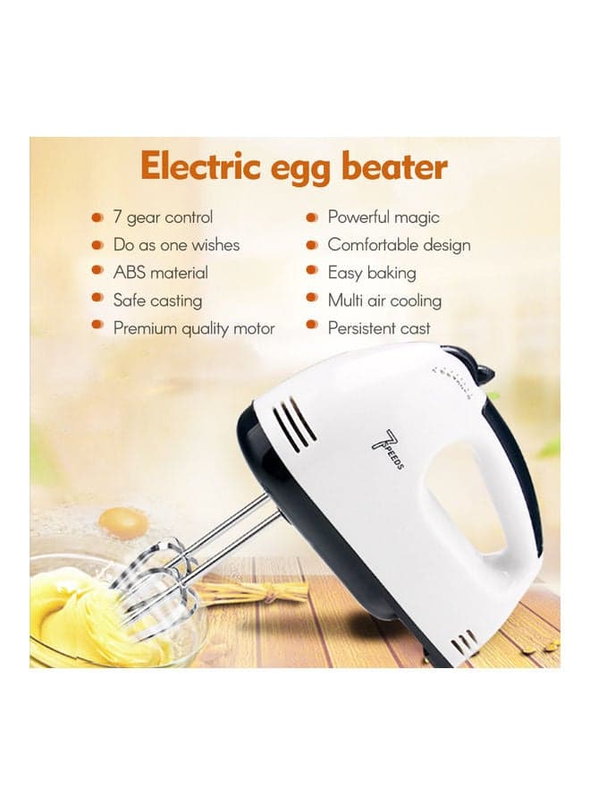 7 Gear Electric Egg Beater Automatic Hand Mixer Blender Plastics Rotating Push Whisk Cream Mixer Stirrer (220V) 0 L MH1067 White