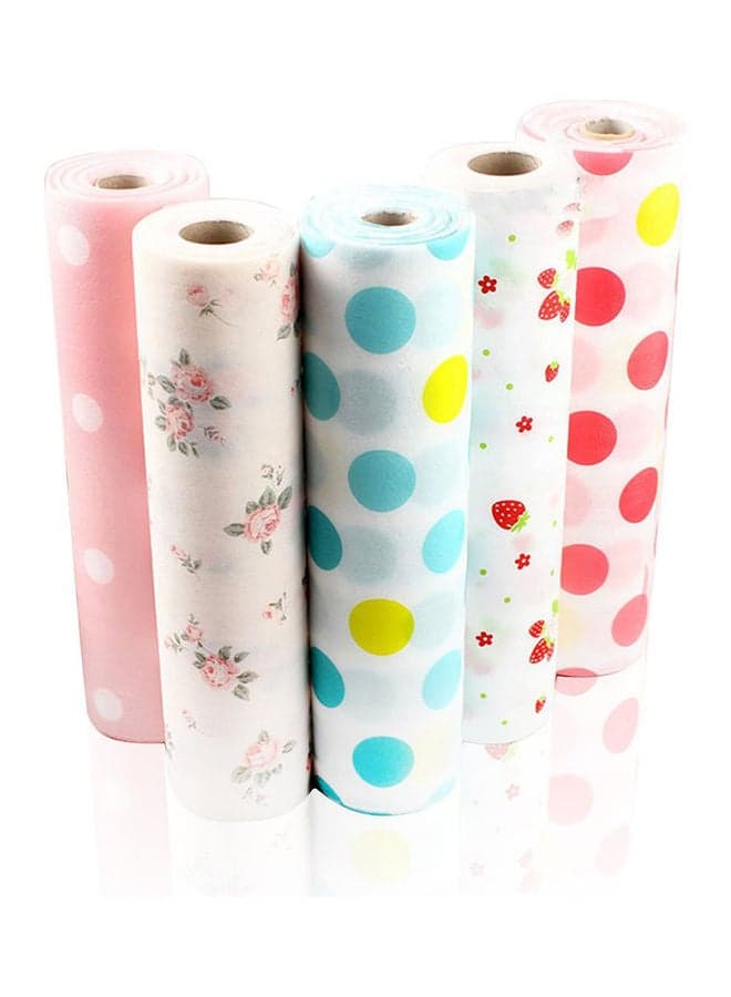 5-Piece Printed Drawer Storage Liner White/Blue/Red 12x197inch