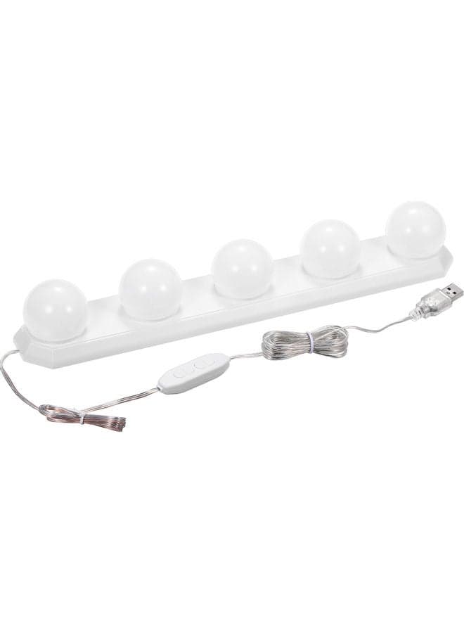 Portable LED Mirror Light with 5 Bulbs USB Charging multicolour 34.50 x 5.50 x 7.00cm