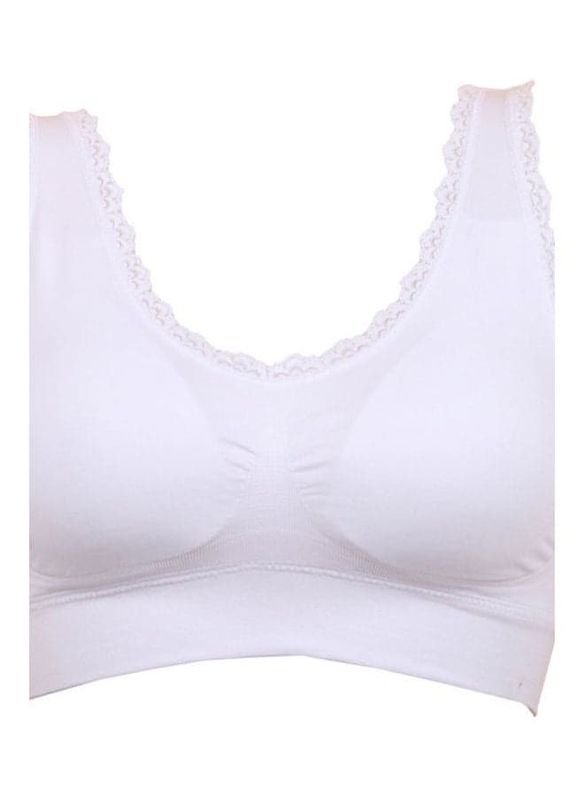 Breathable Lace Padded Wireless Sport Yoga Push-up Bra Vest Underwear White