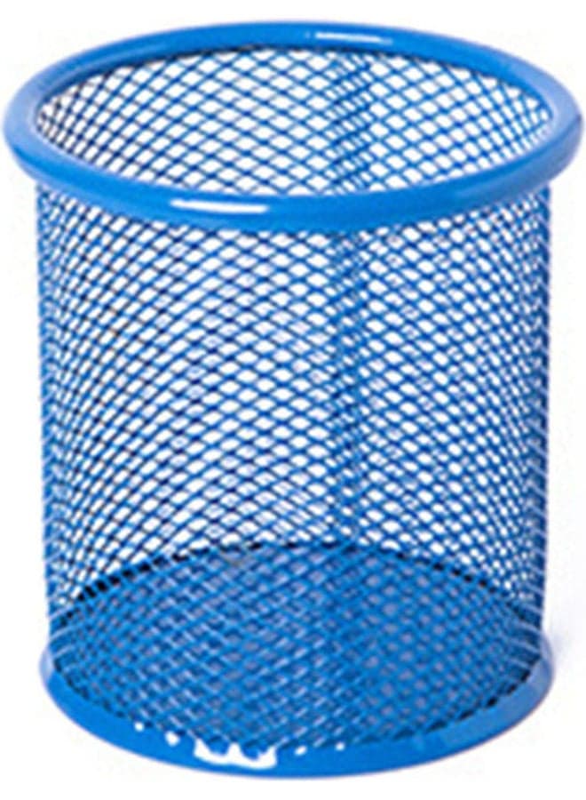 Mesh Metal Pen Pencil Brush Pot Holder Blue 20 x 10 x 20cm