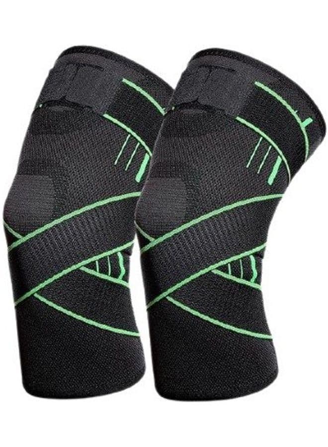 Pair Of Adjustable Sports Elastic Brace Knee Support Pad