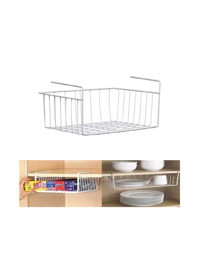 2 Piece Under Shelf Table Storage Basket Rack Silver 43.4x28.9x15.5cm