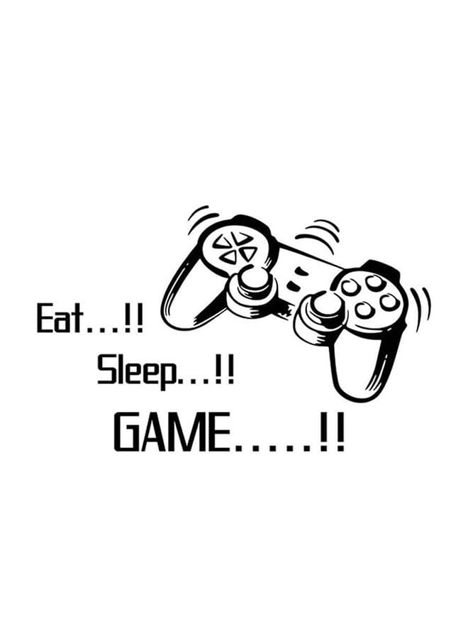 Eat Sleep Game DIY Removable Waterproof Wall Sticker Black 42x50cm