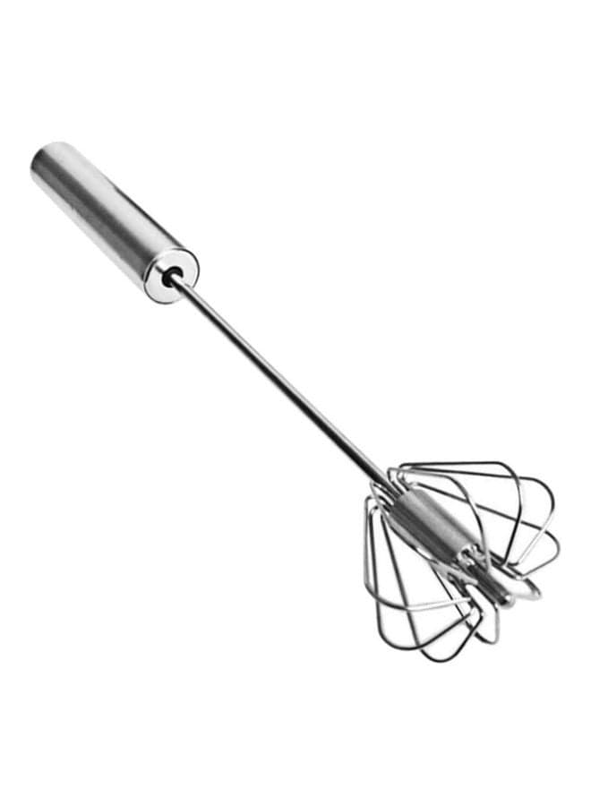 Stainless Steel Hand Pressure Rotating Whisk Silver 12inch