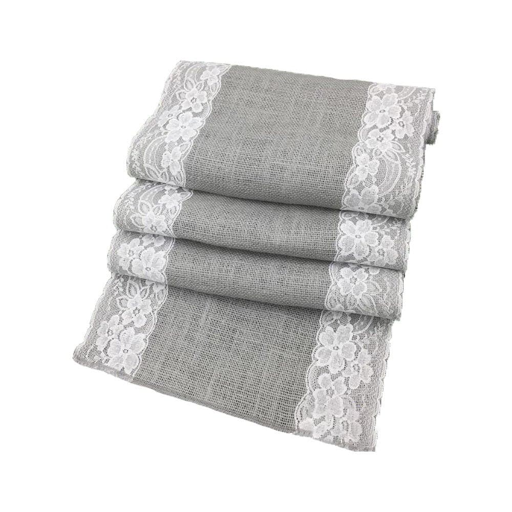 Vintage Lace Table Runner Grey 30x180cm