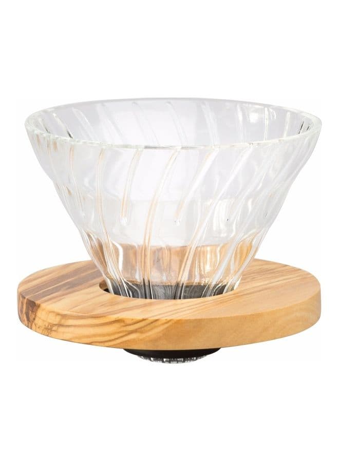 Glass Coffee Dripper With Wooden Base clear 2ml